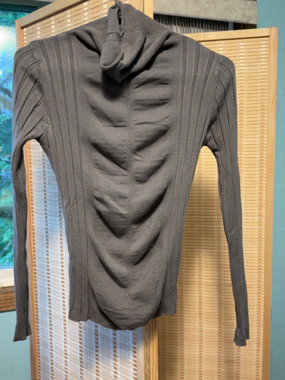 Gray Ruched Women's Turtleneck Sweater